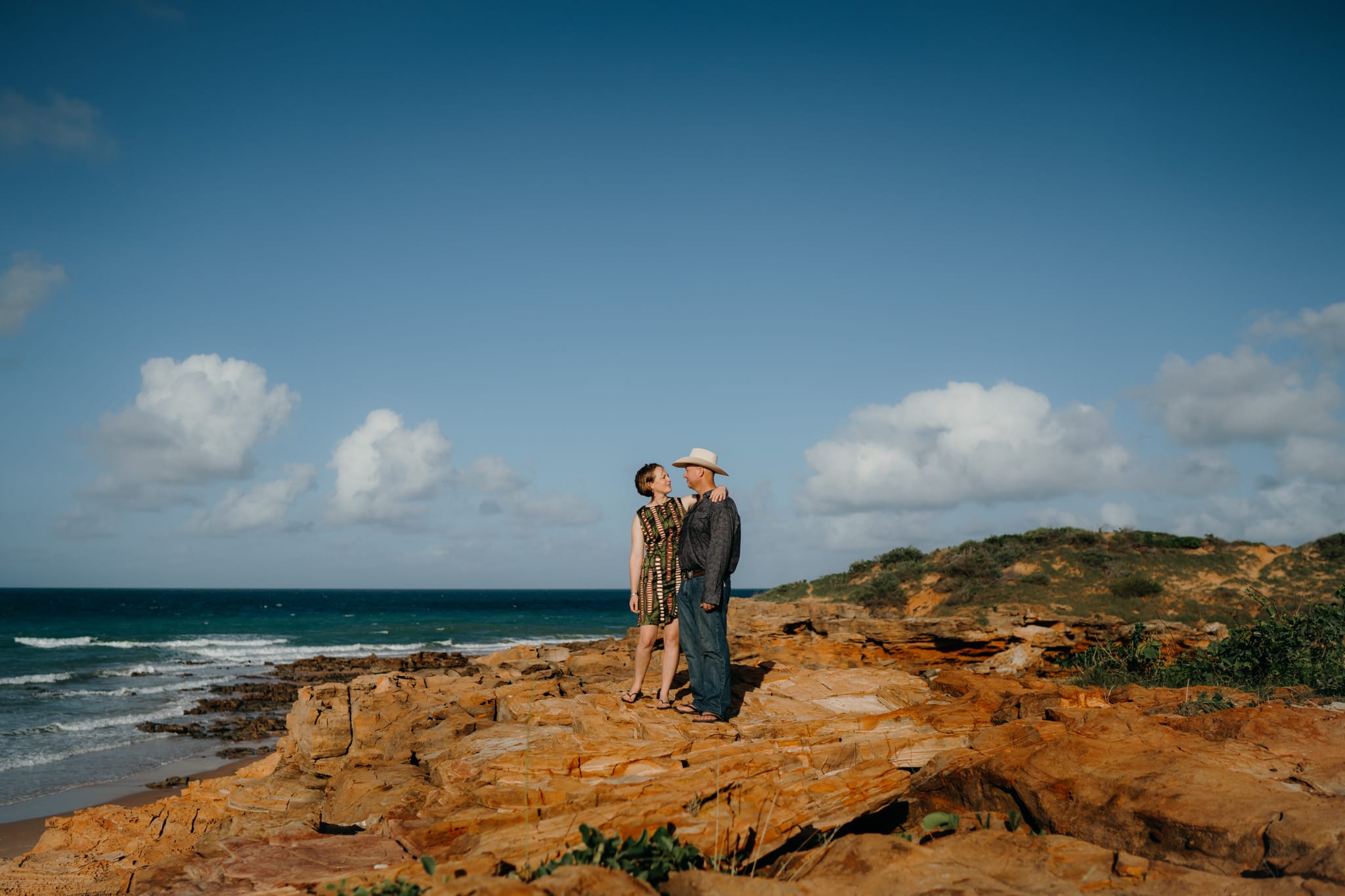Broome Sunrise Wedding couple with ocean as backdrop