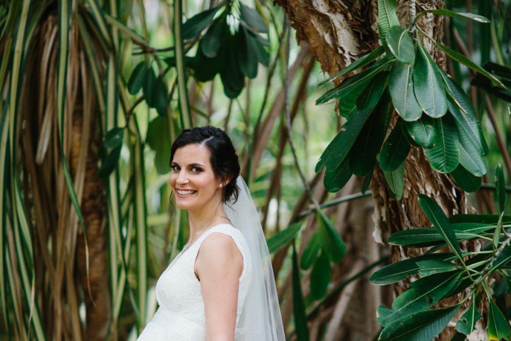 bride among the trees at Habitat Resort