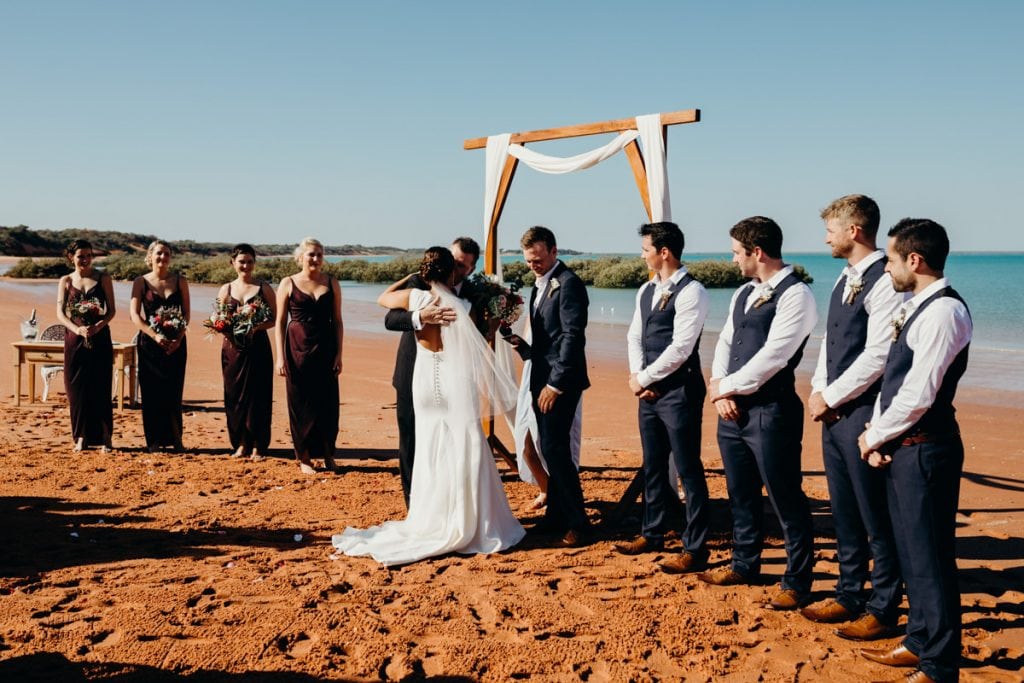 beach wedding ceremony at the shores of Roebuck Bay in Broome