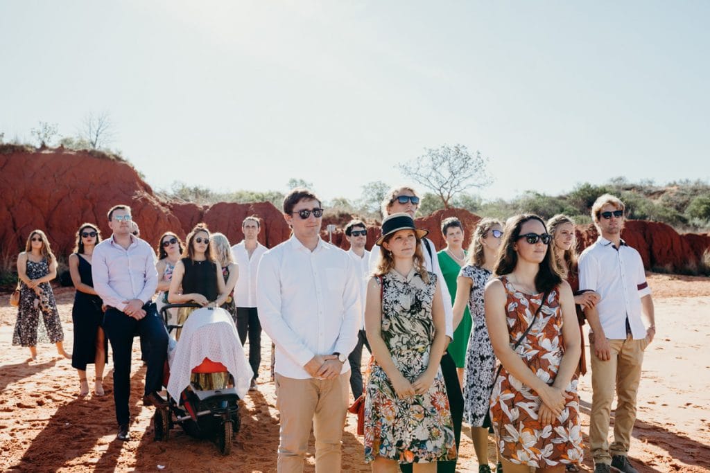 wedding guests at Hovercraft Roebuck Bay wedding in Broome Western Australia