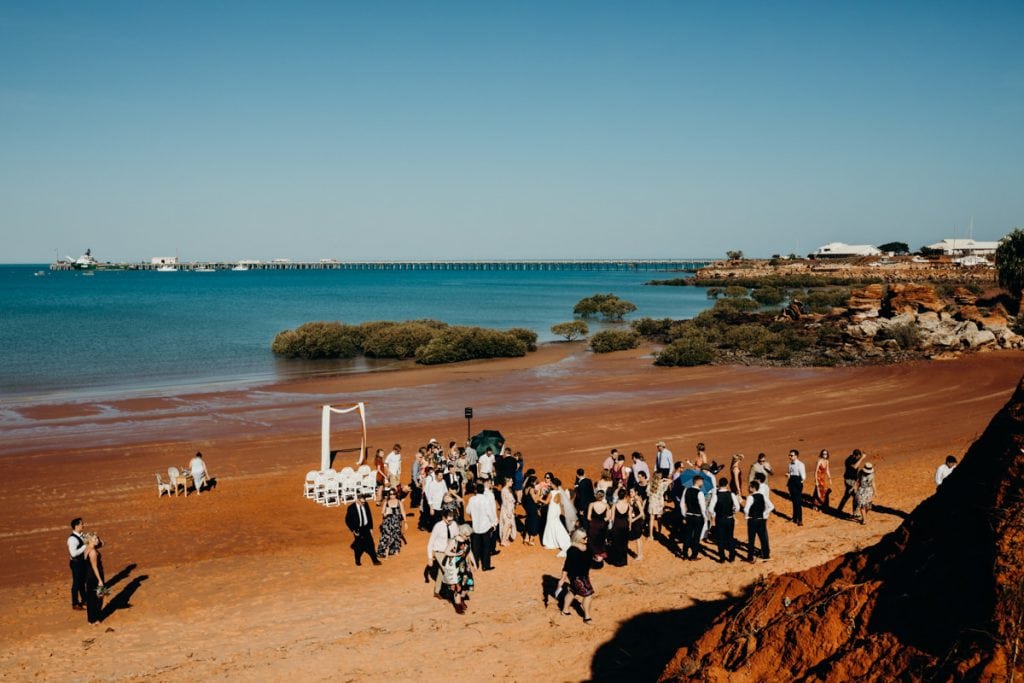 Wide views over Roebuck Bay with Port of Broome in the backgroun