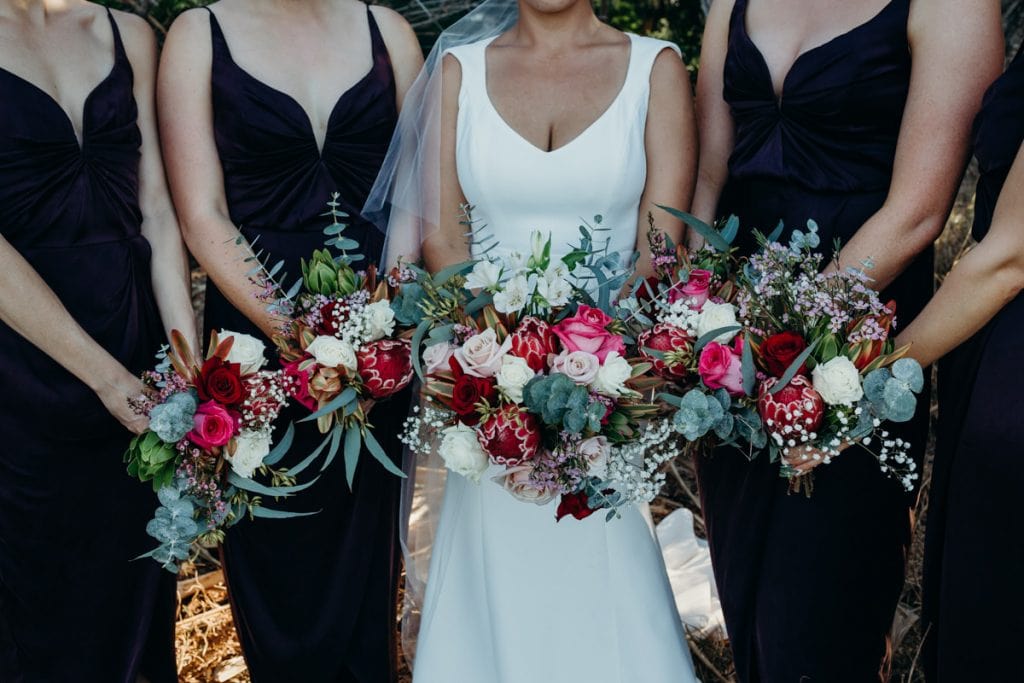 close up of Australian native flower bouquets at Roebuck Bay wedding in Broome