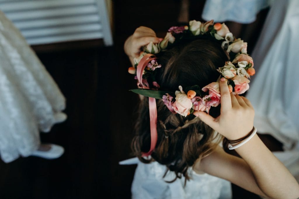 little girl with flower crown
