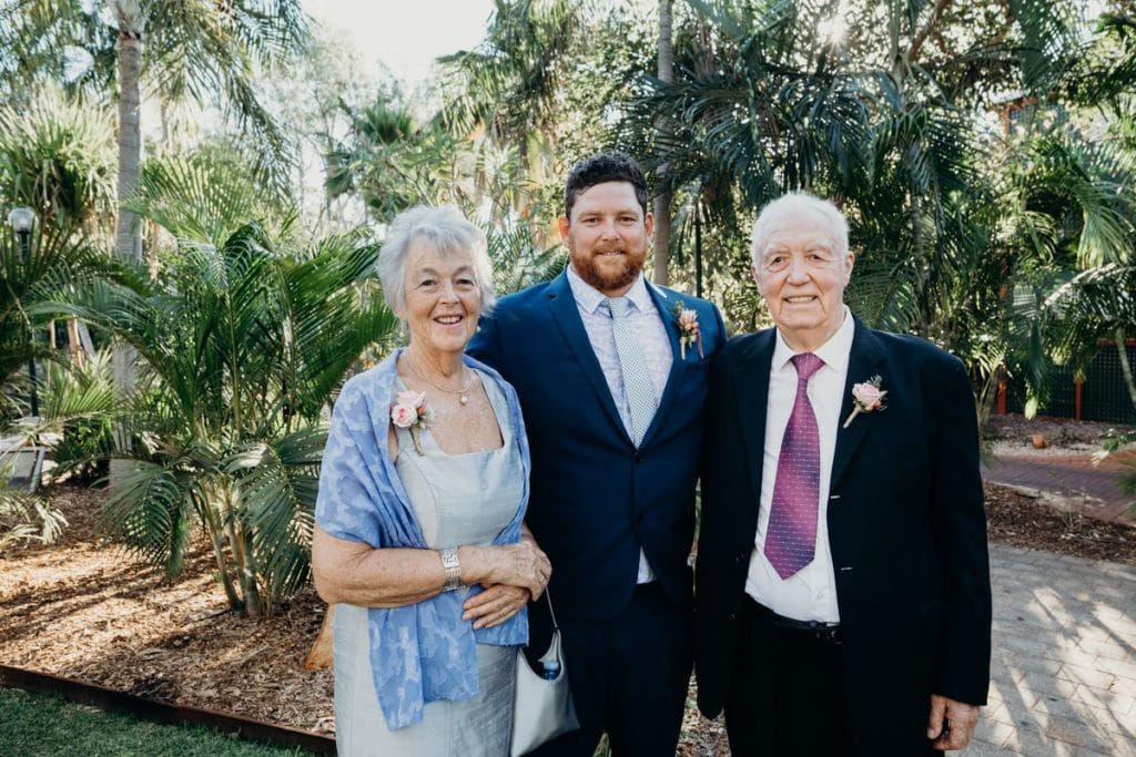 groom with his parents at Cable Beach Club Resort