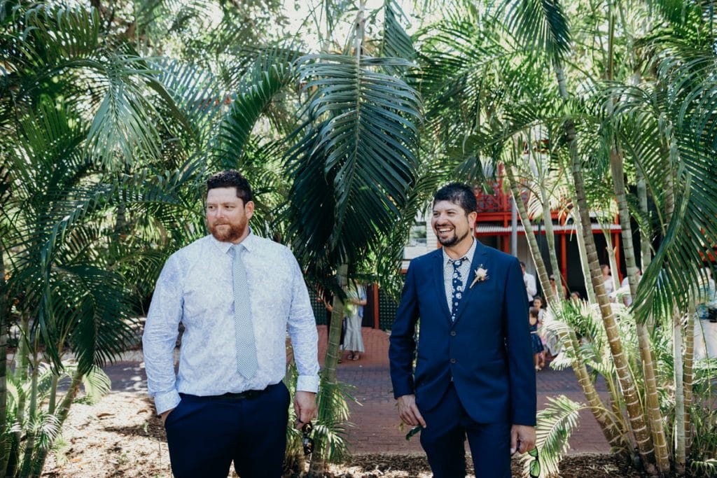 groom and groomsman at Lily Pond Lawn