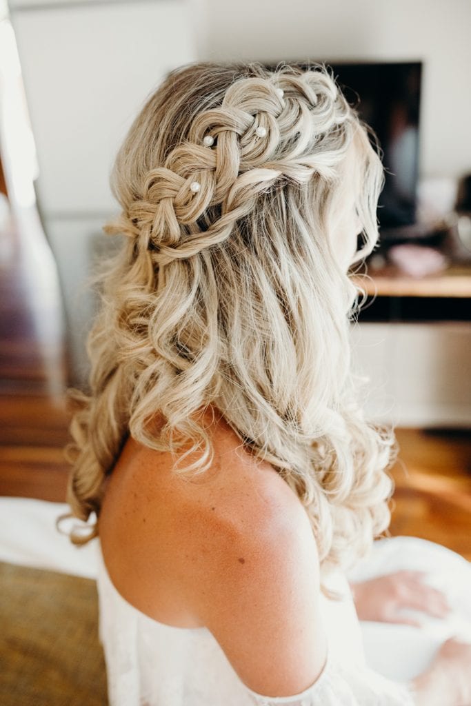 close up of bridal hair 