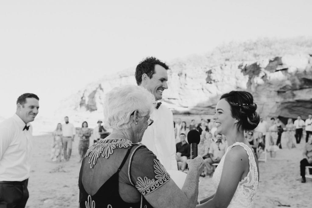 exchange of wedding vows ar Eco Beach wedding ceremony