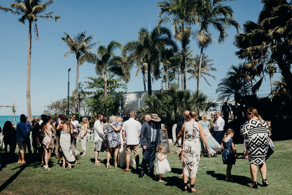 guests are mingling after wedding ceremony in Broome