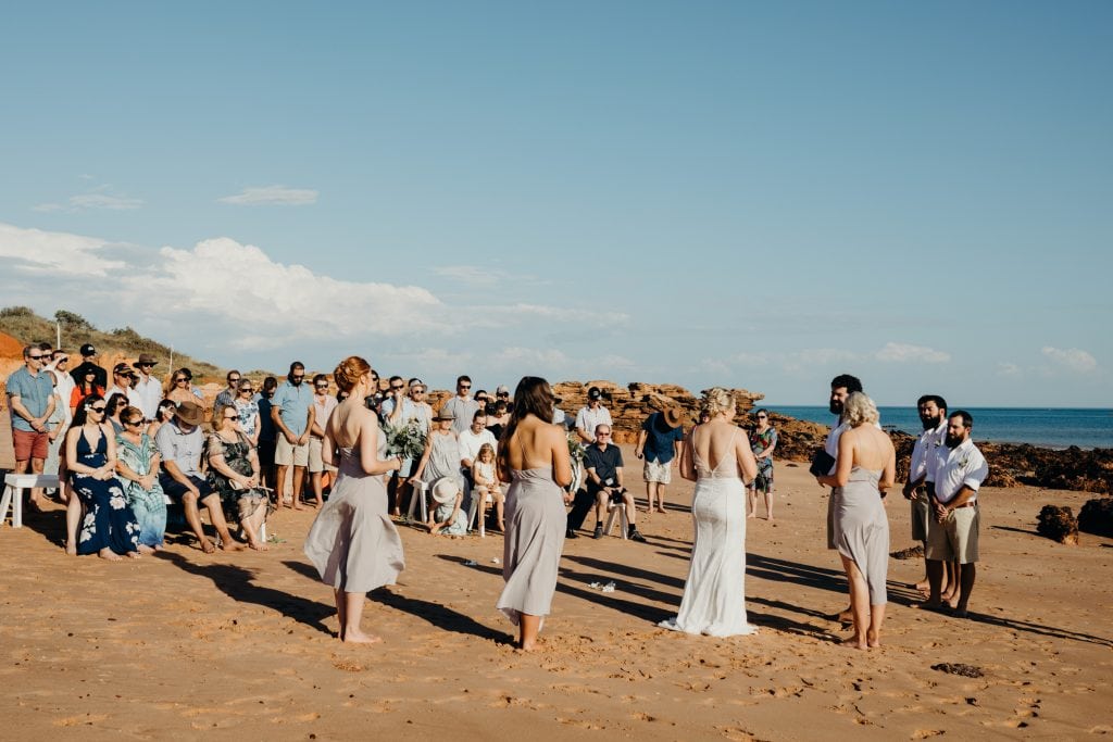 beach wedding in Broome with ocean as a backdrop