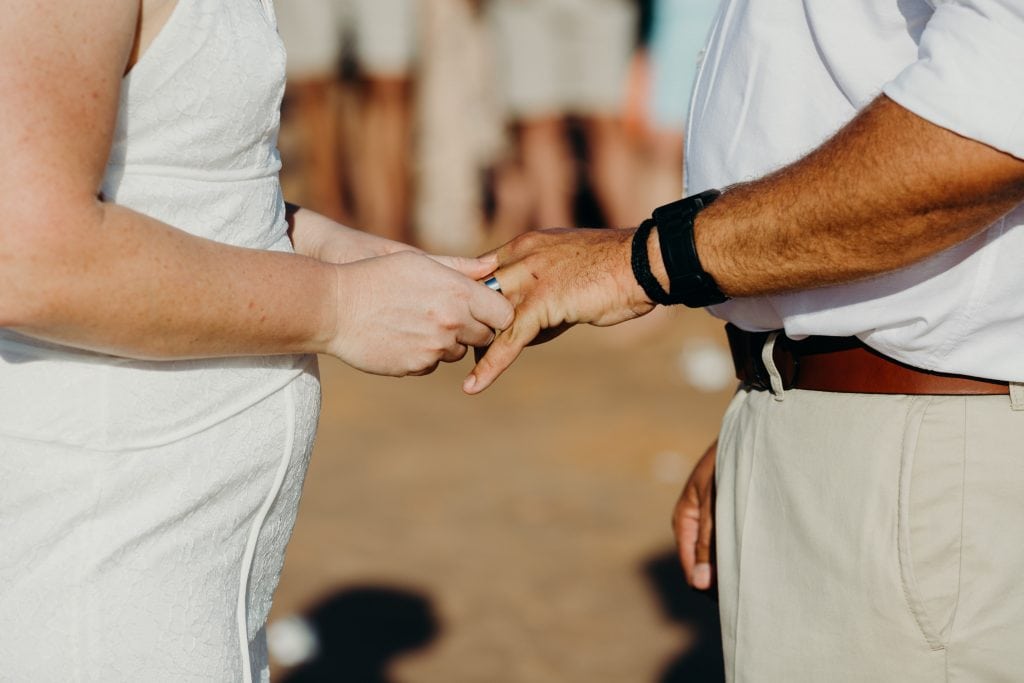 ring exchange at Broome beach wedding