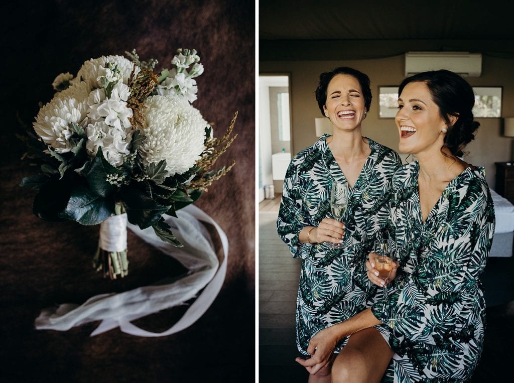 flower bouquet by Broome Florist and women laughing