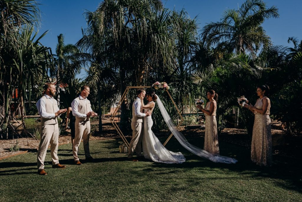 Broome wedding ceremony at Lilly Pond Lawn in Cable Beach Club Resort